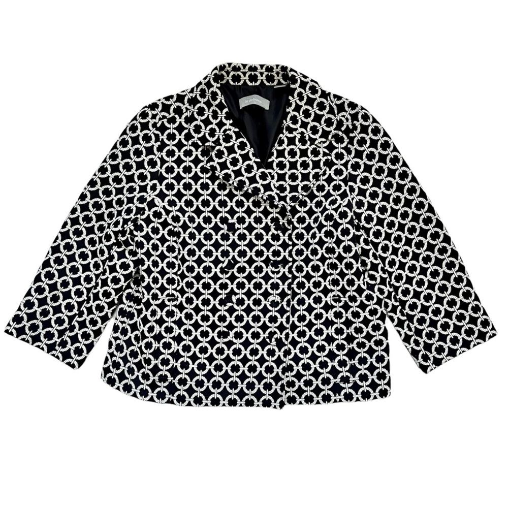 Liz Claiborne Chain Link Work 3/4 Sleeve Short Peacoat Blazer Jacket Coat EUC M